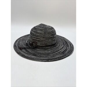 black and white textured wide-brim sun hat